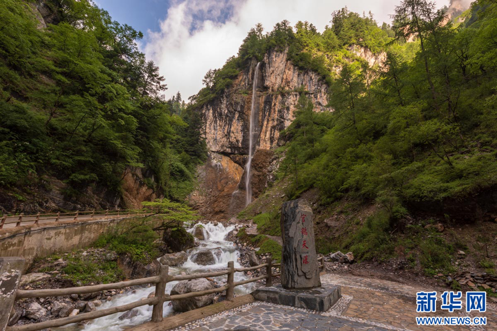 重崖森迥瀑飛先，鵝溝炎夏水風涼