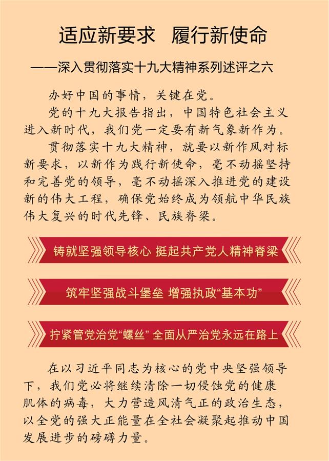 （新華全媒頭條&middot;圖文互動(dòng)）（1）適應(yīng)新要求 履行新使命&mdash;&mdash;深入貫徹落實(shí)十九大精神系列述評之六