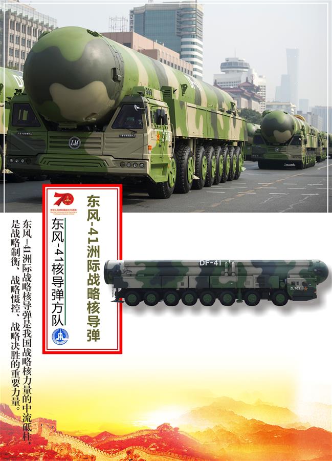 （圖表）[國慶70周年]東風-41核導(dǎo)彈方隊&mdash;&mdash;東風-41洲際戰(zhàn)略核導(dǎo)彈