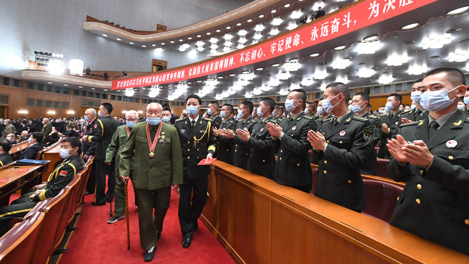 大會前，志愿軍老同志入場
