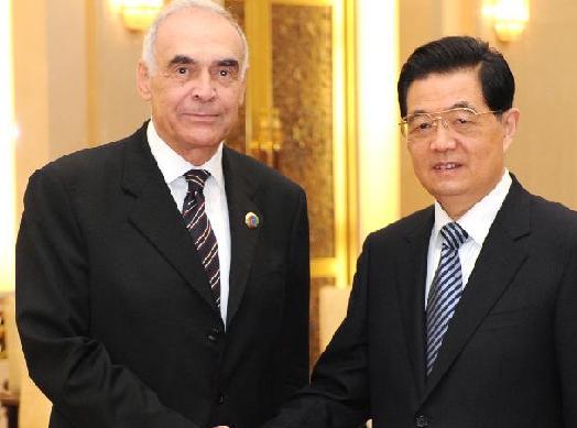 胡錦濤會(huì)見埃及總統(tǒng)特使、外長阿姆魯