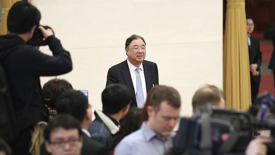 馬曉偉步入&ldquo;部長通道&rdquo;，準(zhǔn)備接受采訪