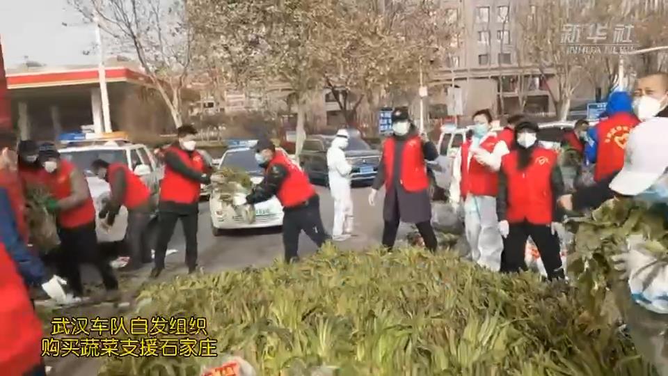武漢車(chē)隊(duì)自發(fā)組織購(gòu)買(mǎi)的蔬菜，到石家莊了！