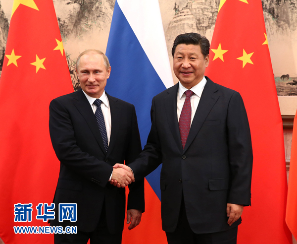 11月9日，國(guó)家主席習(xí)近平在北京釣魚(yú)臺(tái)國(guó)賓館會(huì)見(jiàn)俄羅斯總統(tǒng)普京。新華社記者 蘭紅光 攝