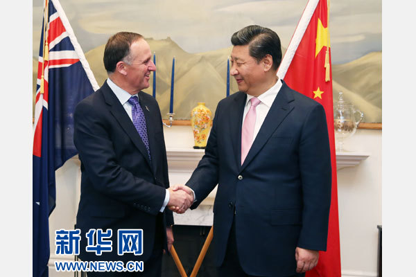 11月20日，中國國家主席習近平在惠靈頓同新西蘭總理約翰&middot;基舉行會談。 新華社記者 馬占成 攝