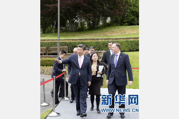 11月20日，中國國家主席習近平在惠靈頓同新西蘭總理約翰&middot;基舉行會談。 新華社記者 李學仁 攝