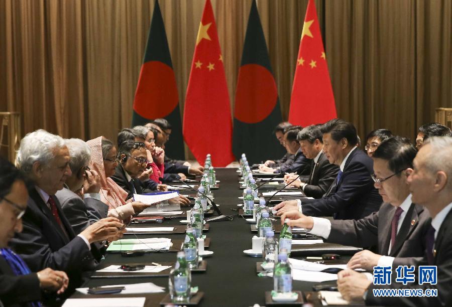 9月26日，國家主席習(xí)近平在紐約會見孟加拉國總理哈西娜。新華社記者蘭紅光攝 