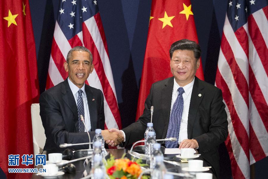 11月30日，國家主席習(xí)近平在巴黎會見美國總統(tǒng)奧巴馬。新華社記者黃敬文攝