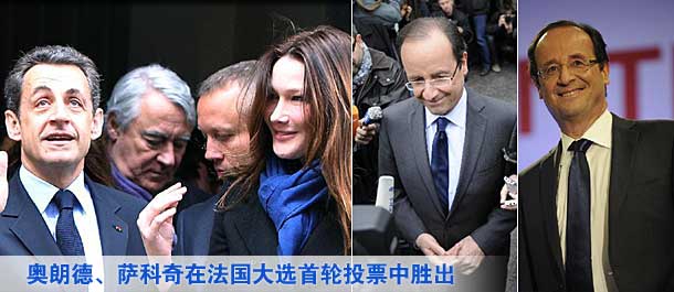 奧朗德、薩科奇在法國(guó)大選首輪投票中勝出